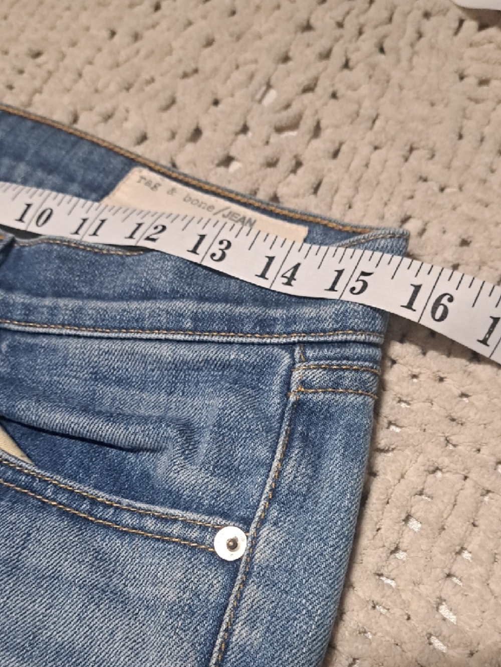 381 - rag & bone Slim Straight Washed Blue Jeans - Picture 8 of 9